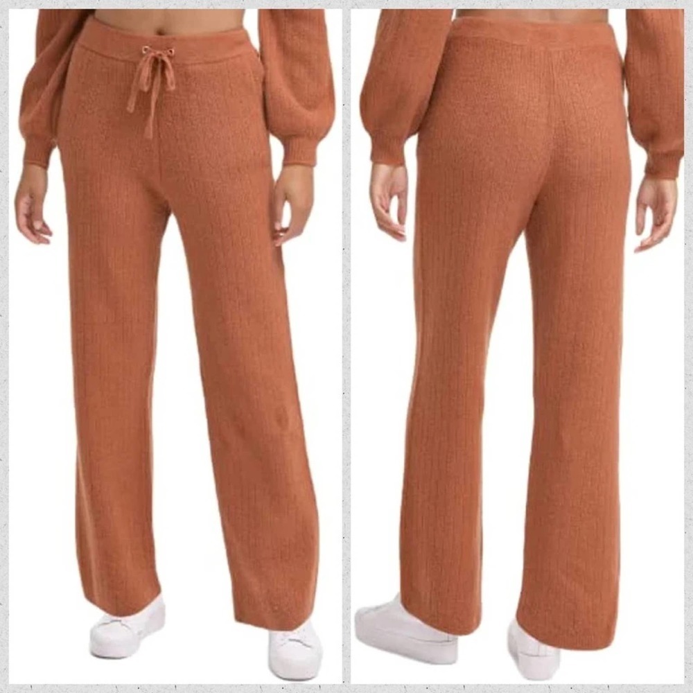 DKNY Joggers Cashmere Blend Brown Toffee Size XL casual Oversized High Waist